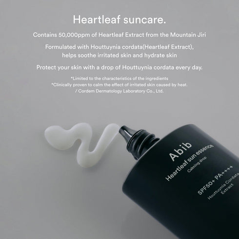 Abib - Heartleaf Sun Essence Calming Drop SPF50+ PA++++ - 50ml - Krea Noir