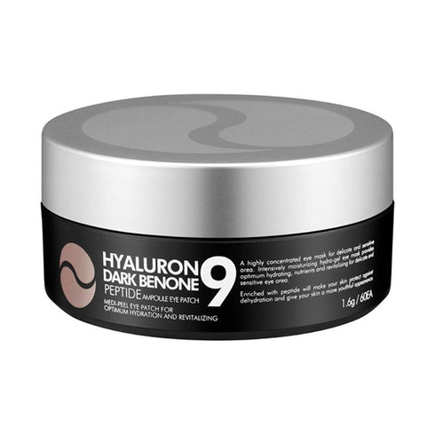 MEDIPEEL+ Hyaluron Dark Benone Peptide - 9 Ampoule Eye Patch – 1.6g x 60 Pads - Krea Noir