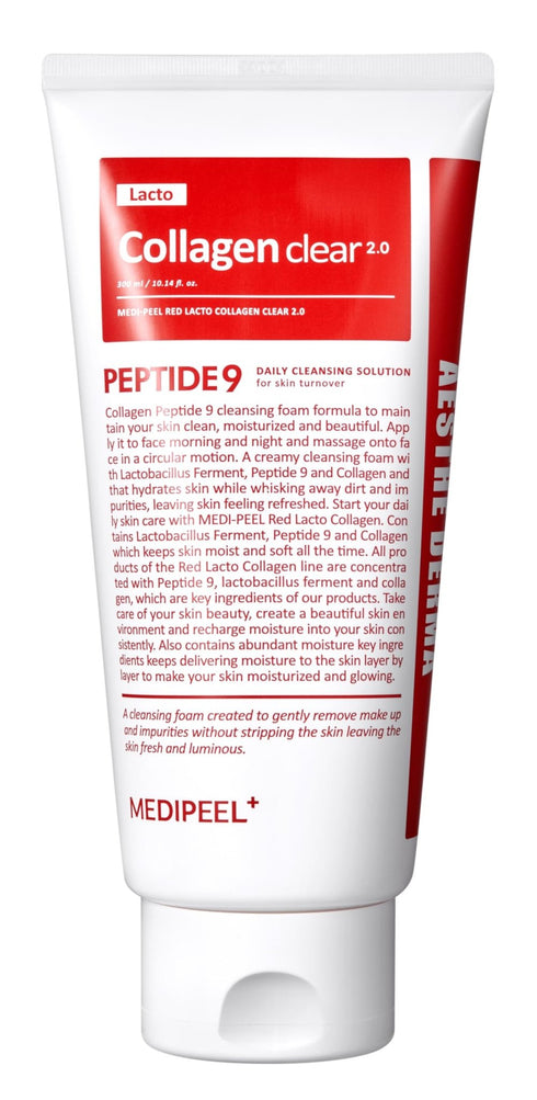 MEDIPEEL+ Red Lacto Collagen Clear Foam Cleanser 2.0 – 300ml - Krea Noir