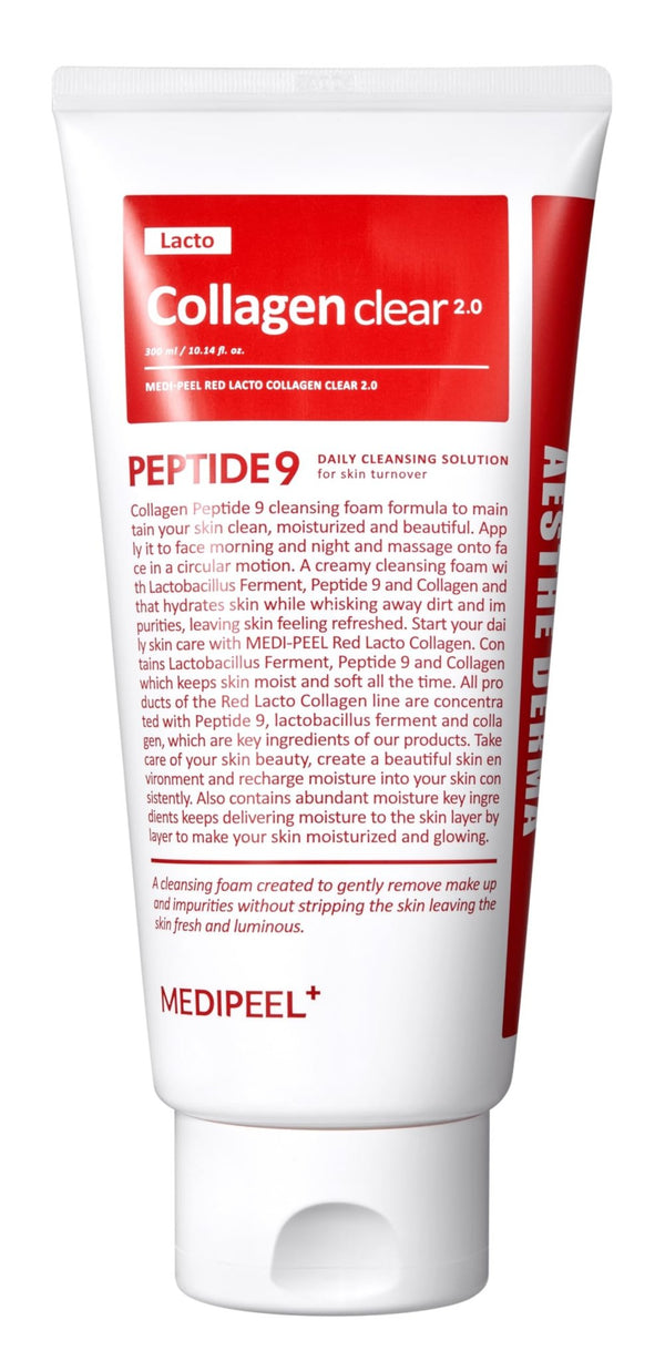 MEDIPEEL+ Red Lacto Collagen Clear Foam Cleanser 2.0 – 300ml - Krea Noir