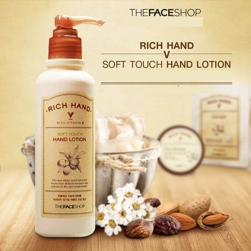 THE FACE SHOP - Rich Hand V Soft Touch Hand Lotion - 200ml - Krea Noir
